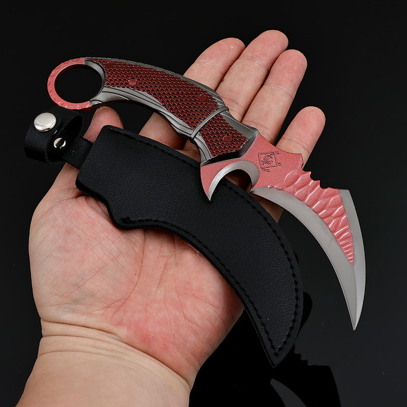 Delta Force: Operation Red Owl Claw Knife with Leather Sheath - 18CM Full Metal Craft Display Model Toy